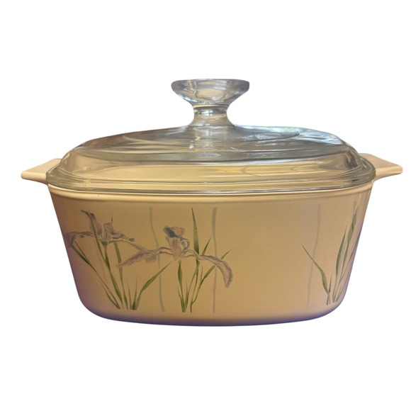 Corning Ware Casserole Dish A-1 1/2-B 1.5 Liter Iris Floral with Pyrex Lid - Picture 5 of 10